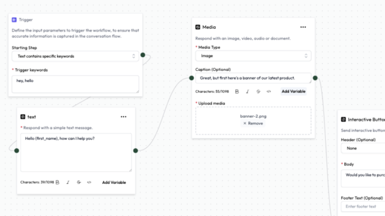 Whachat chatbot Flow Builder